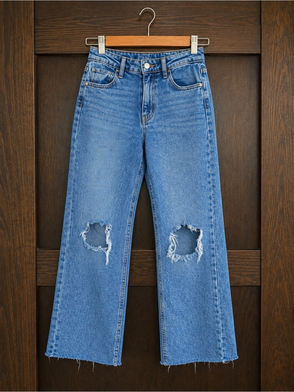 Target Light Blue Distressed Wide-Leg Kids Jeans. Adjustable waist
